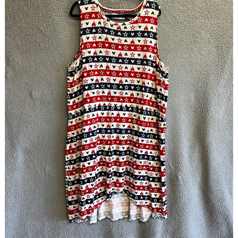 MICKEY MOUSE  Walt Disney Parks Dress Women 3X  Red White Blue Wrapped Americana